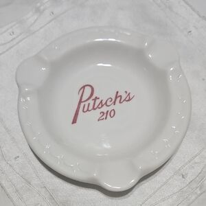 Vintage Ceramic Ashtray Putsch's 210 Kansas City MO Syracuse China 5 in. MCM